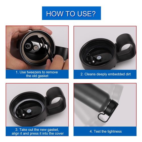 PEUTIER 17pcs Water Bottle Lid Replacement for Thermoflask 24/32/40/64oz, Water Bottle Gasket Replacement Accessories Part O Ring Silicone Seal Ring Compatible with Thermoflask Straw Lid
