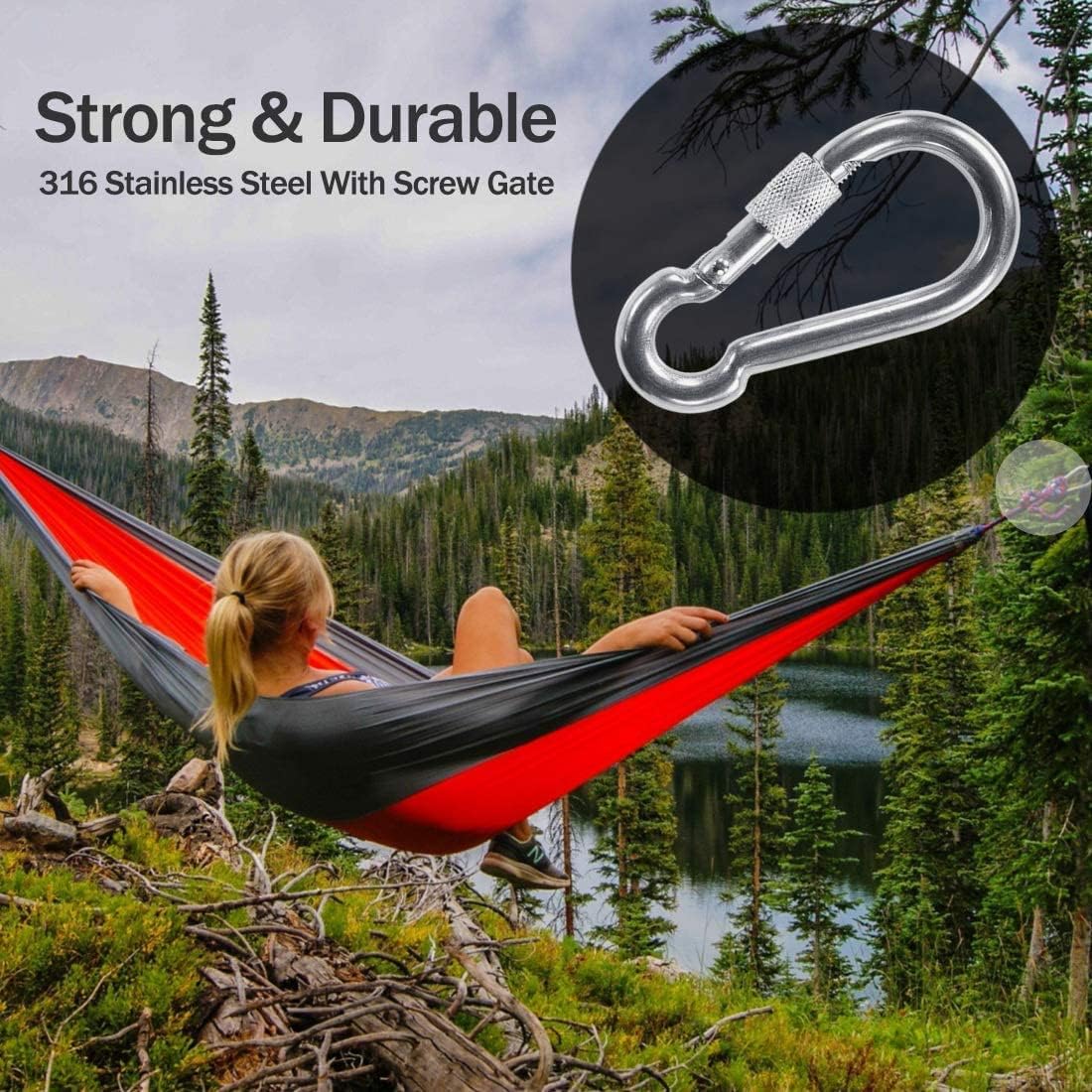 PROND Locking Carabiners, Heavy Duty Carabiner, 316 Stainless Steel Screw Lock Carabiner Hooks