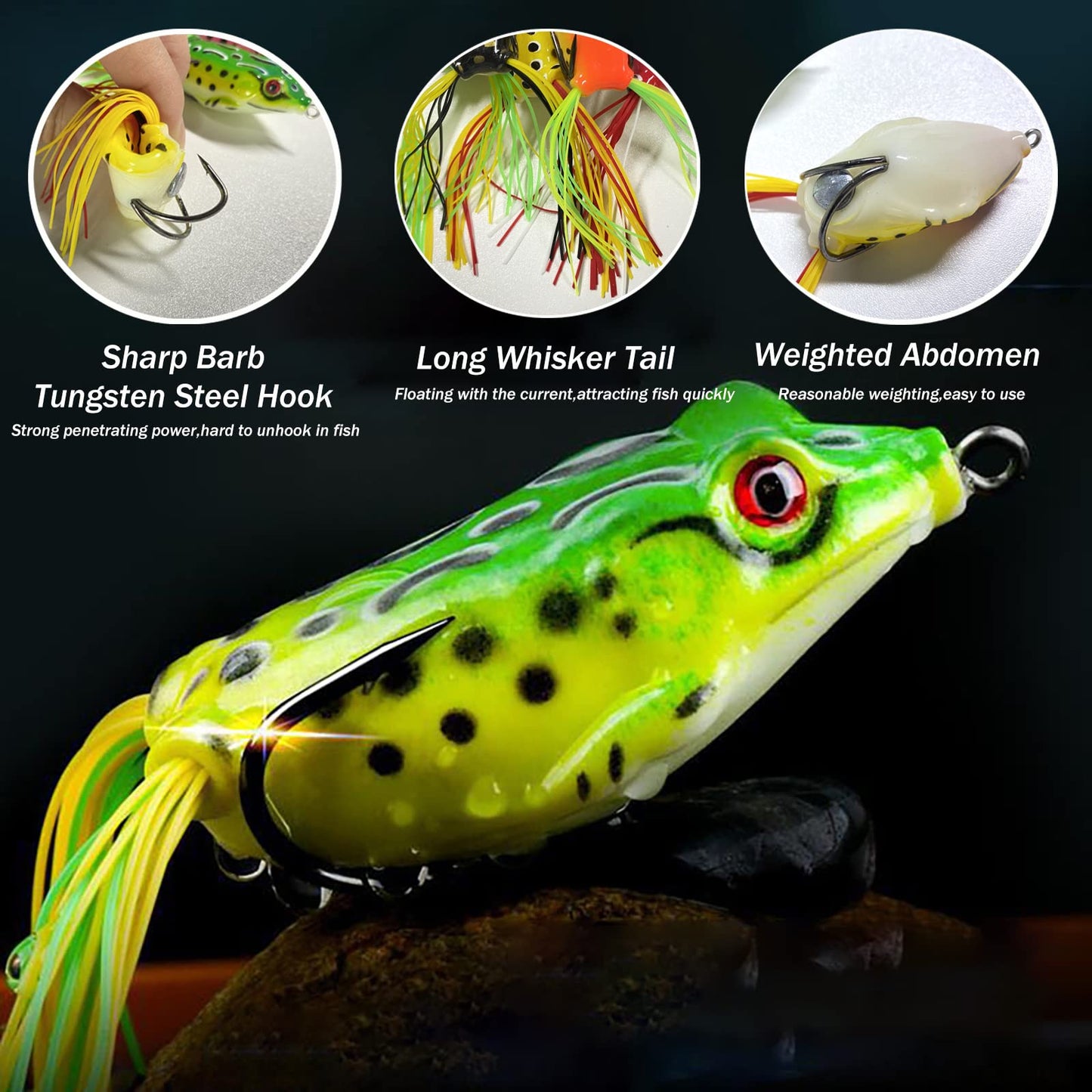 Topwater Frog Lure,Bass Trout Fishing Lures Kit,Realistic Frog Lures with Weedless Hooks,JoyFishing Soft Swimbait Floating Bait for Saltwater Freshwater Trout Bass (8pcs)