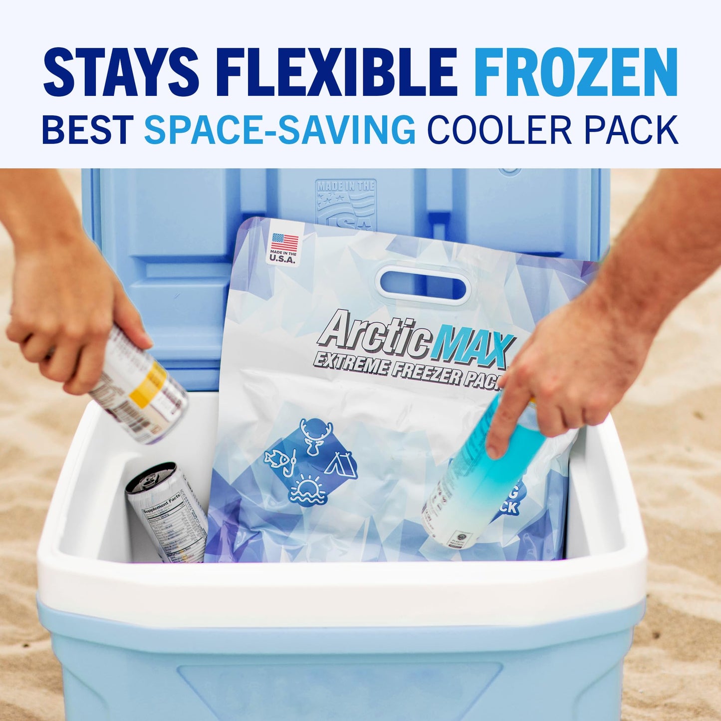 ArcticMAX - Longest-Lasting Slim Cooler Ice Pack (Large 14” x 18”) Ultra-Flexible, Reusable, Gel Freezer Pack - Cooler Accessories for Beach, Camping Gear, Large Lunch Box, Picnic, and Fishing