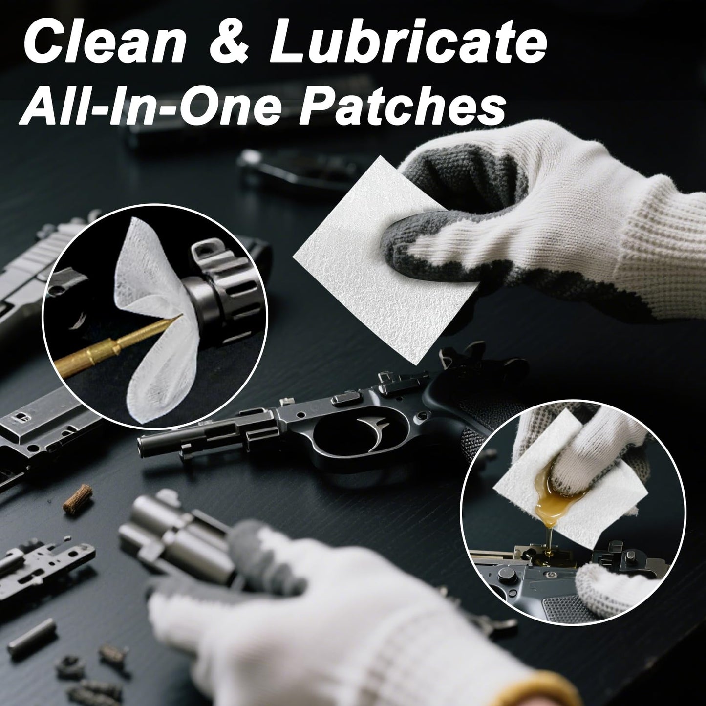 900 PCS Gun Cleaning Patches, 2x2 Inch Square Lint-Free Cotton Pads for 9mm, Rifle, Shotgun & Firearm Maintenance - High Absorbency Gun Cleaning Wipes, Cloth, Pads with Storage Case