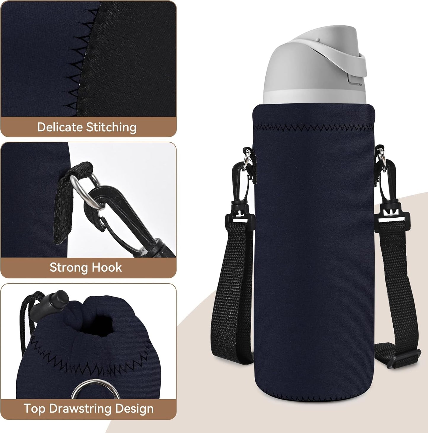 Insulated Neoprene Water Bottle Carrier | 24oz/32oz Sling Holder for Walking