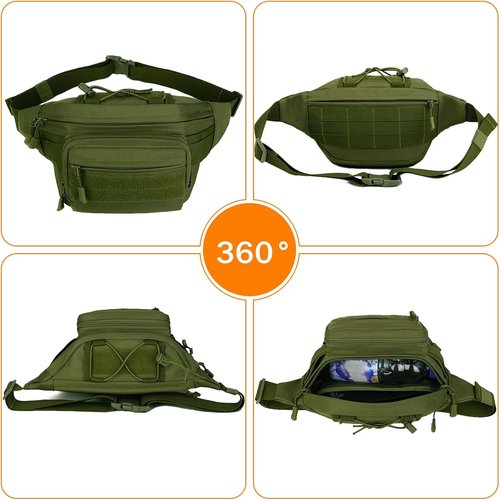 Huntvp Military Fanny Pack Tactical Waist Bag Pack Water-resistant Hip Belt Bag Pouch for Hiking Climbing Bumbag