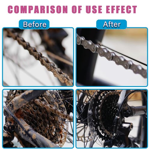 YIMAX Bike Chain Cleaner Set, Bike Cleaners Bicycle Cleaning Kit 120ML Dry Chain Lube and 500ML Cleaning Spray Bike Chain Lubricant with Brushes Cycling Maintenance, Suitable for All Types of Bike