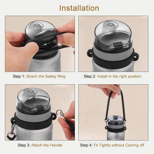 uxcell Water Bottle Carrier Holder with Strap, 135mm/5.3 Silicone Tumbler Holder Coffee Cup Holder Water Bottle Sleeve Bag for Camping Walking Hiking, Black