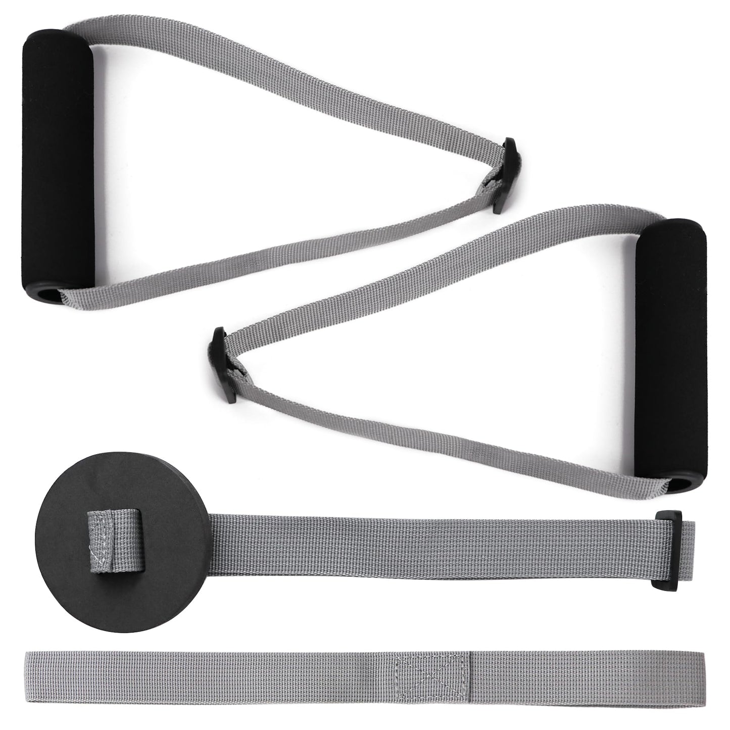 Hshbxd Resistance Band Handles & Accessories Kit for Elastic Bands & Tubes, Modern Silver and Black Nylon Exercise Strap Accessories