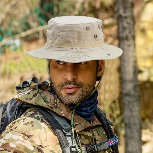 Camo Boonie Hat for Men Women, Military Tactical Wide Brim Bucket Hats, UPF50+ Jungle Sun Hats for Fishing Hunting Safari