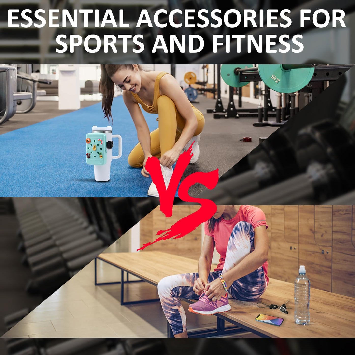 HCVUINL Silicone Water Bottle Pouch with 5 Charms, Handheld Caddy for Quencher Adventure 40oz & Stanley IceFlow 20oz 30oz, Tumbler Pouch Sports Gym Bottle Accessories, Green