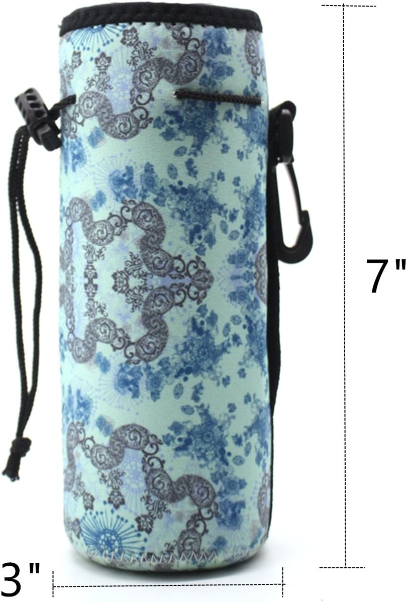 Water Bottle Carrier,Insulated Neoprene Water Gym Travel bottle Holder Bag Protector Sleeve Case Pouch Cover 0.6L or 0.75L, Great for Stainless Steel and Plastic Bottles (BLUE STAR)