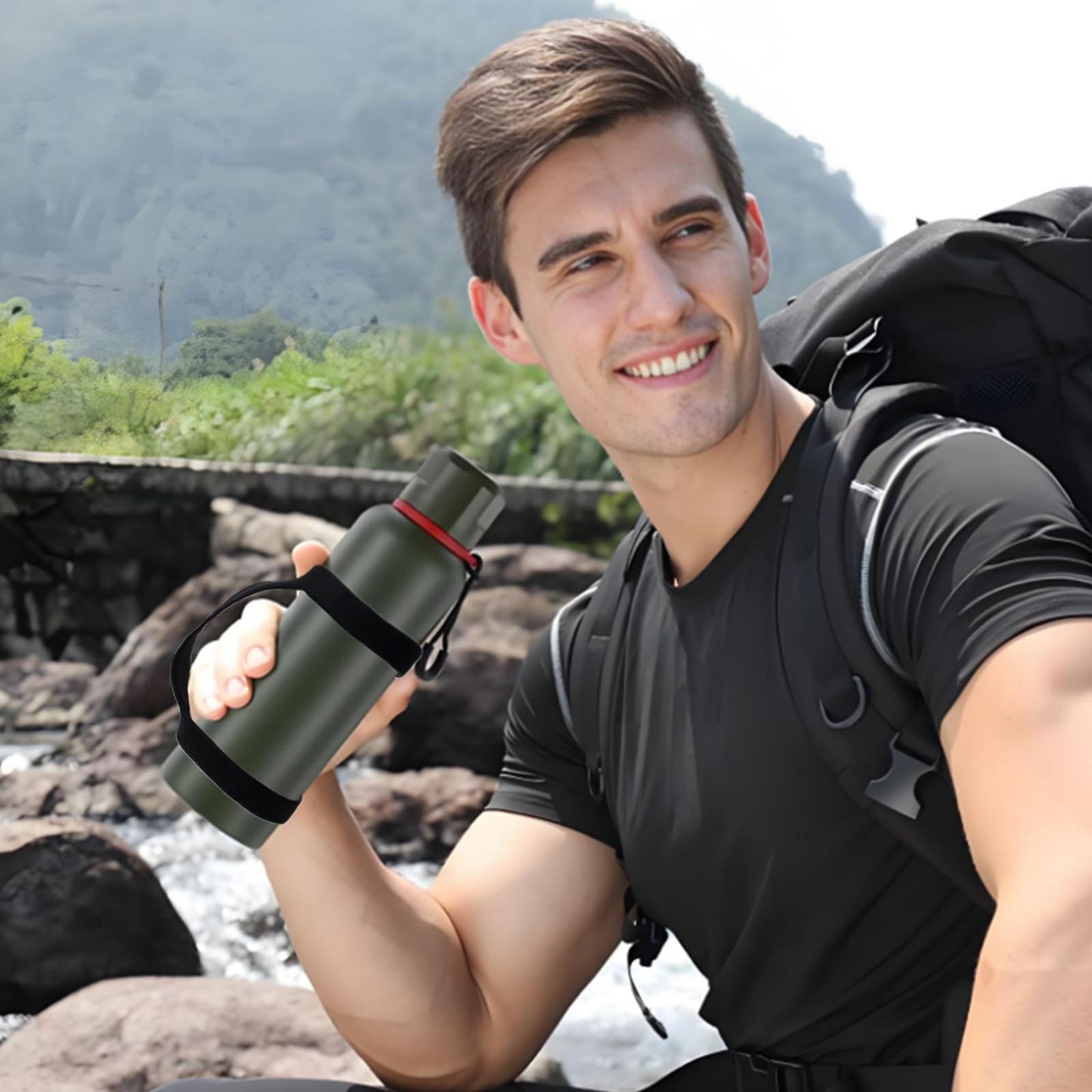 2 Pcs Water Bottle Carrier Grip Water Handle Grip Portable Silicone Band Holder Strap Handheld Water Bottle Handle Strap Soft Silicone Non-Slip Carrier Grip for Bike Gym or Jogging