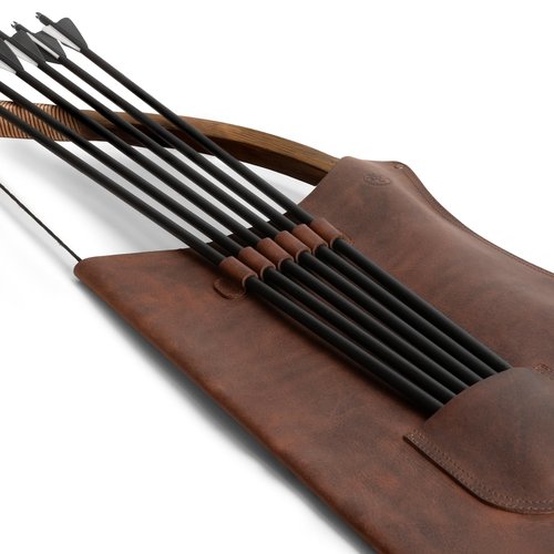 Valhalla Gear, Archery Bow Carrier with Arrow Slots, Adjustable Shoulder Strap, Shooting Targeting, Training, Cosplay, Full Grain Leather, Handmade Archer Accessories (Bourbon Brown)