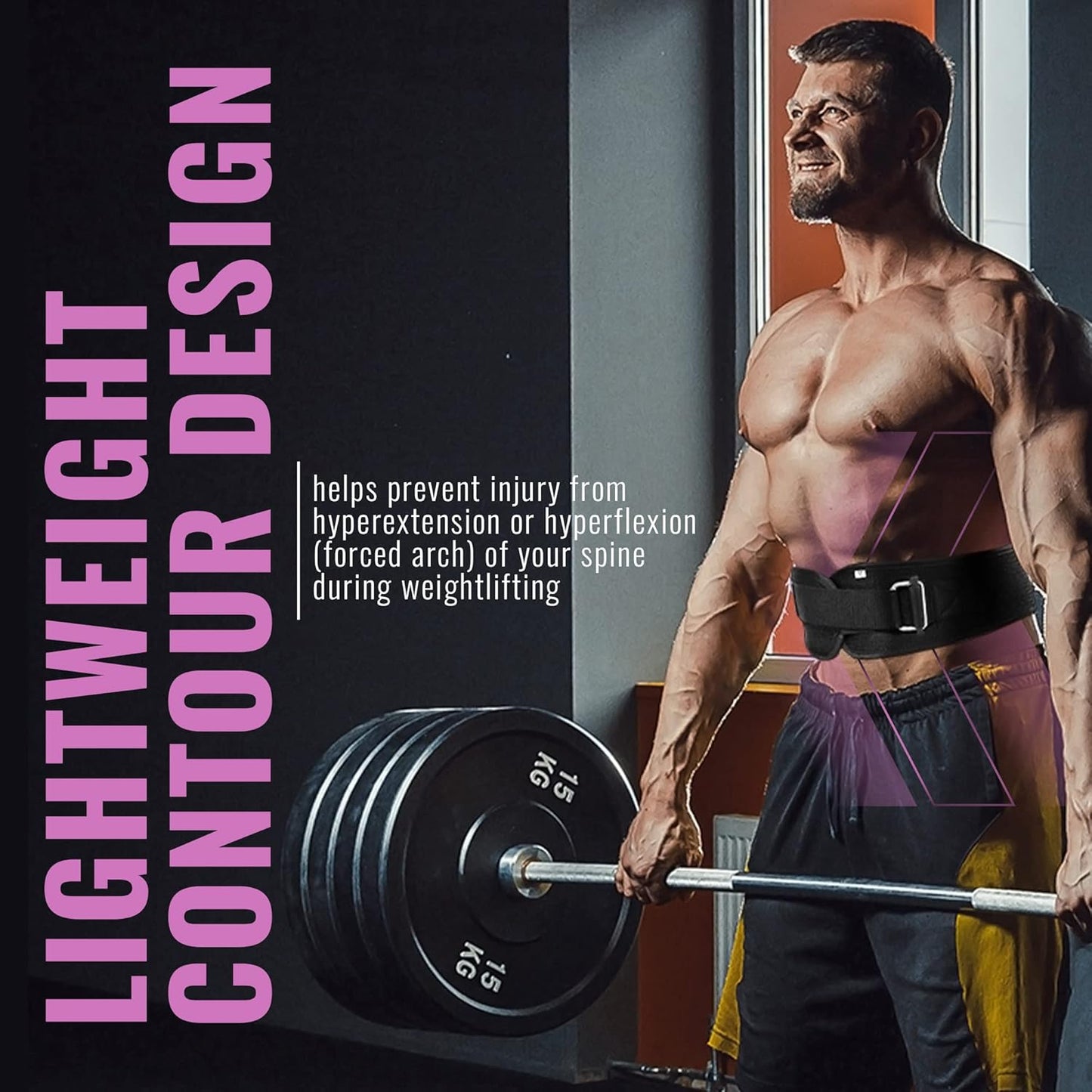 6-Inch Weightlifting Belt for Men & Women - Back Support for Squats & Deadlifts (Pink, XS 27"-32")