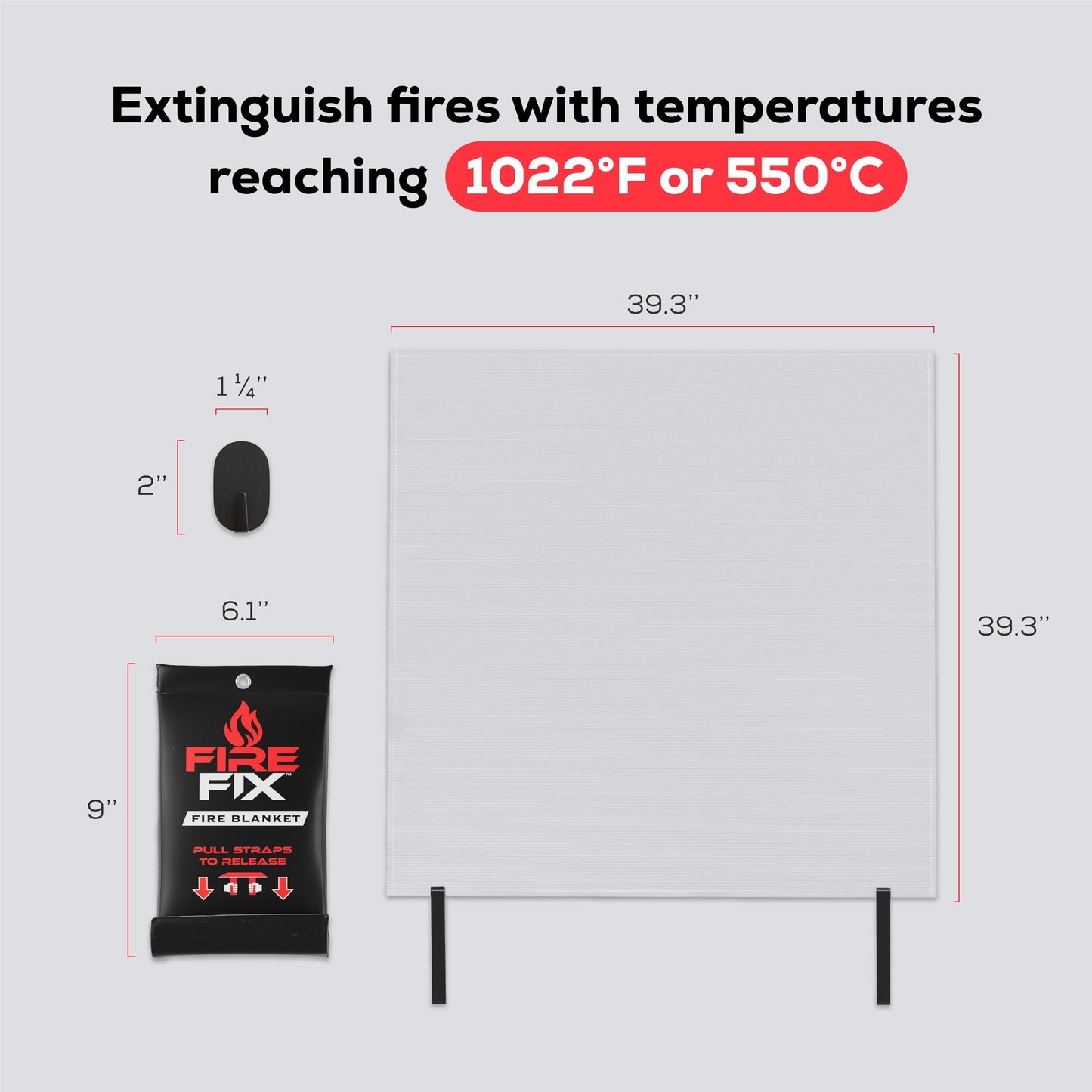 Fire Fix Emergency Fire Blanket for Home & Kitchen | 1-Pack + Mount | Fire Extinguisher for Camping Gear, Car Safety, Hiking, Survival Kit & Welding | Flame Retardant Preparedness Supplies 39" x 39"
