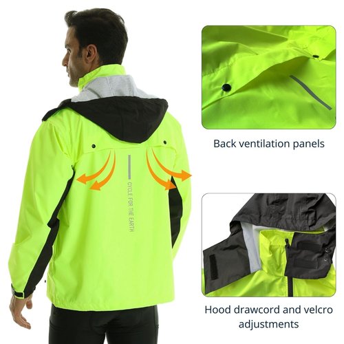 Lo.gas Men's Rain Jacket Waterproof with Hood Rain Shell Jacket Raincoat for Cycling Running Windbreaker green M