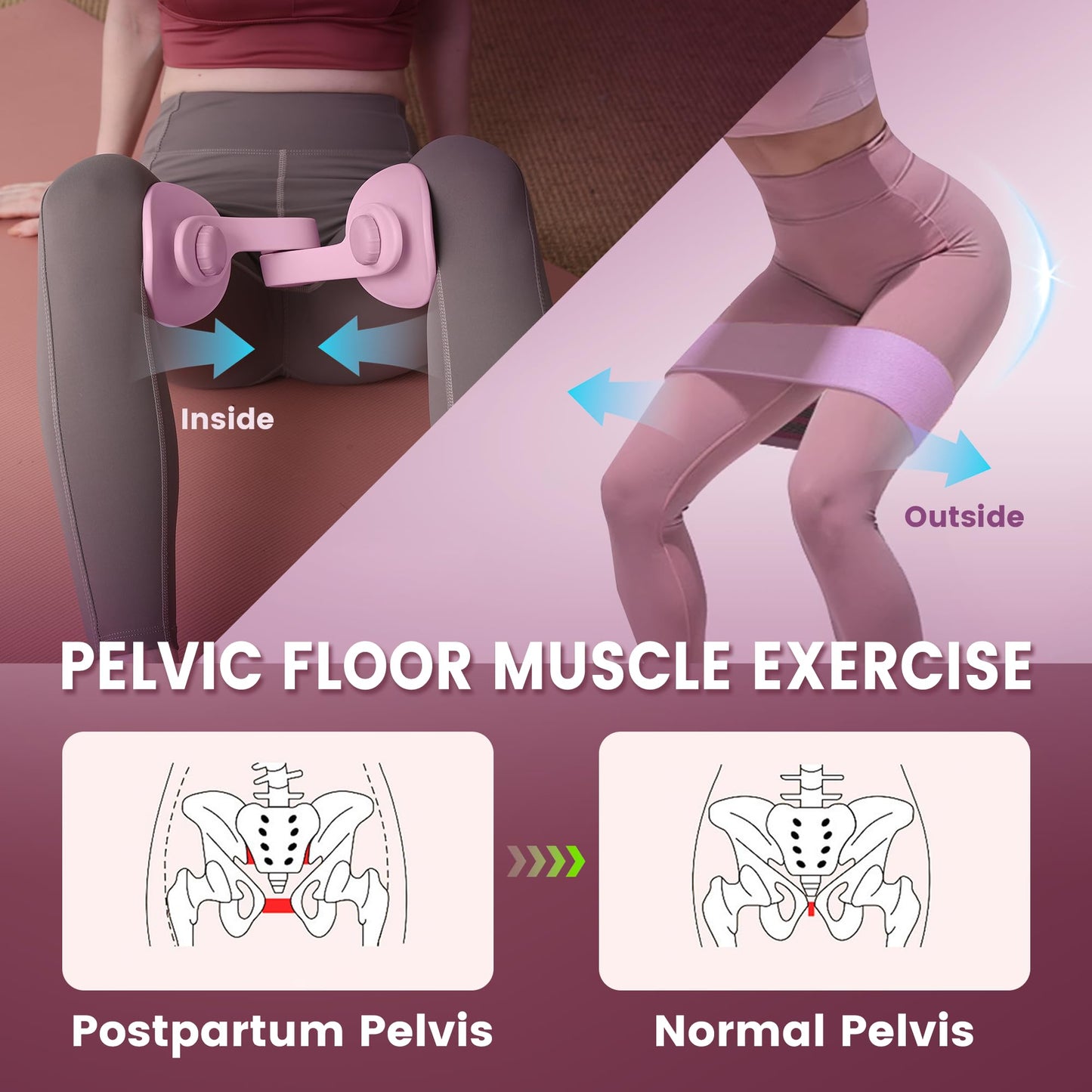 JOYFIYU Thigh Trainer Thigh Exerciser&Resistance Bands，Thigh Toner，Inner Thigh Exercise Equipment，Kegel Exercise Products for Women Tightening，Thigh Exercise Equipment Upgrade 26 Pounds (Pink)