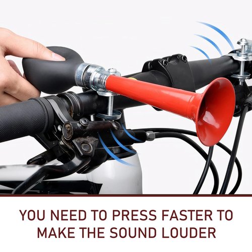 icykale 1 PC Bicycle PVC + Alloy Front/Mid-Pipe/Tail Air Horn with Squeeze Ball, 7.87" x 1.96" x 2.16" Safety Warning Mountain Bike Bell Bicycle Auxiliary Travel Horn Equipment (Red & Black)