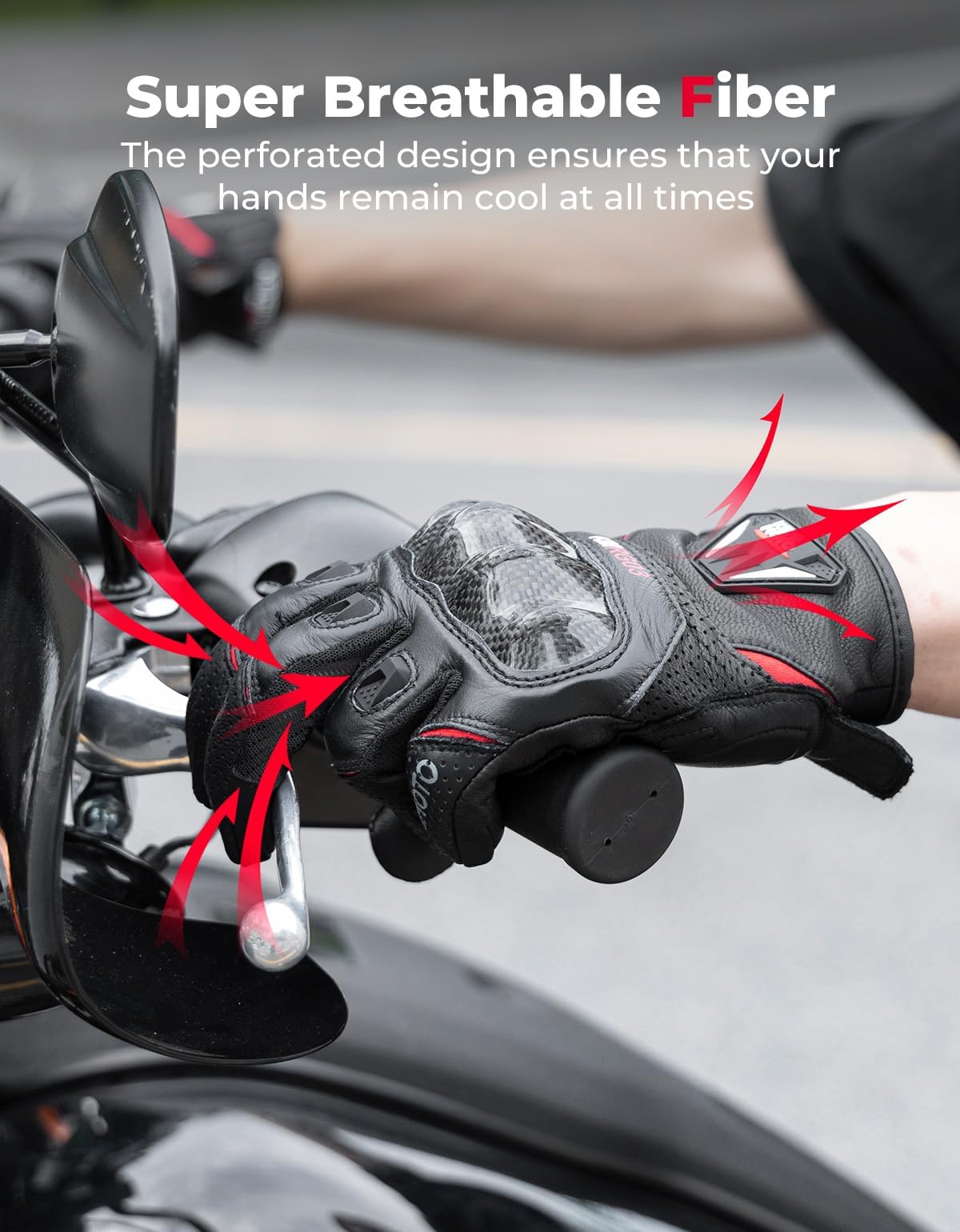 KEMIMOTO Sheepskin Leather Motorcycle Gloves for Men, Protective Motorcycle Gloves for Motocross Motorbike Dirt Bike Bicycle Racing ATV UTV