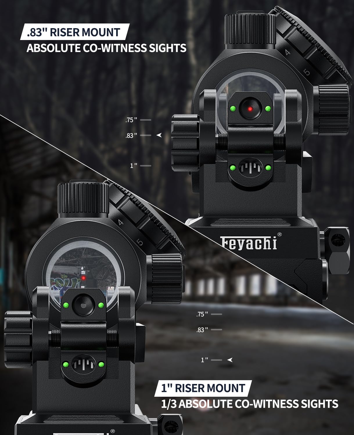Feyachi RDS-20 Red Dot Sight 4 MOA Red Dot Sight Scope with Sdjustable Riser Mount(.75 inch, 83 inch, and 1 inch)