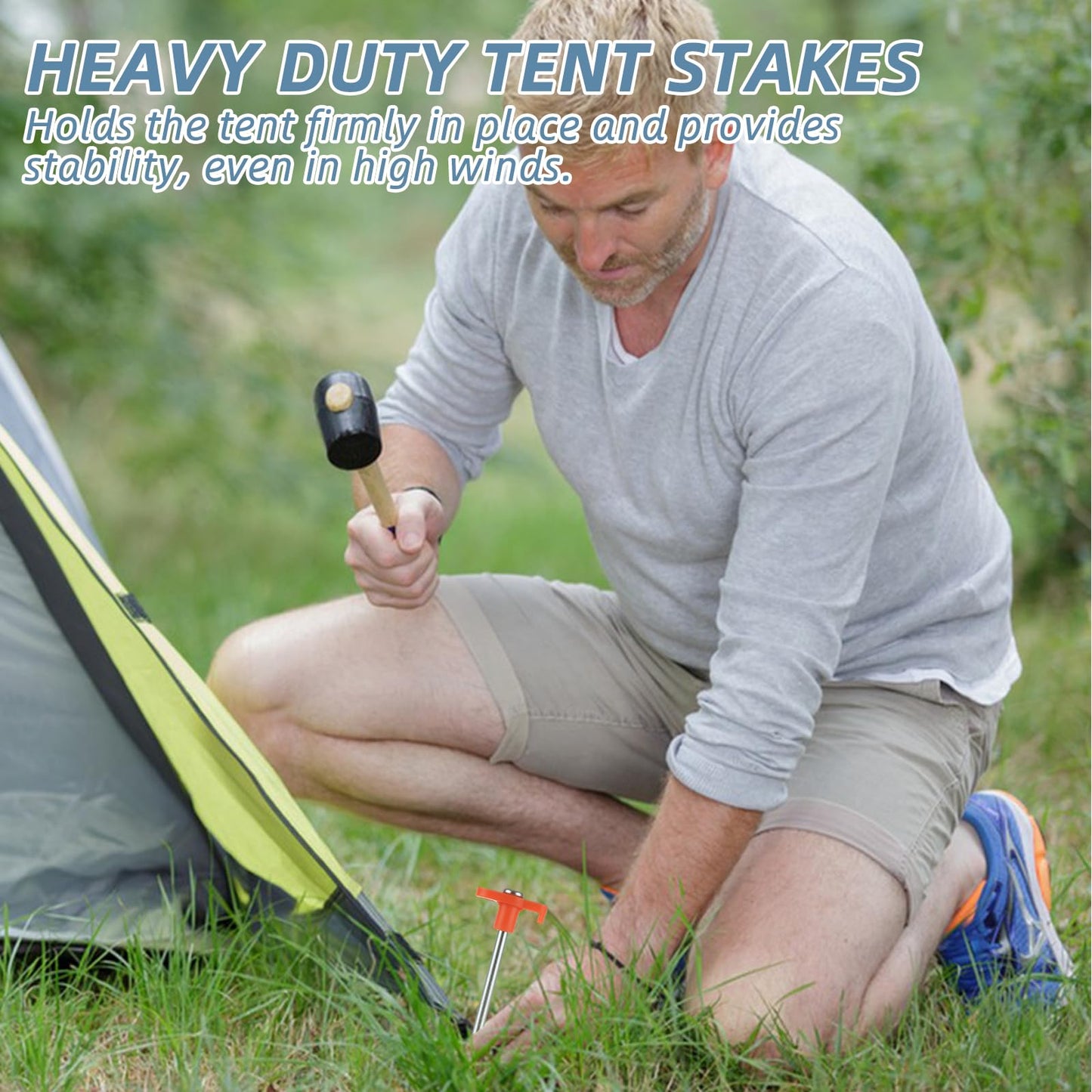 LOYORTY 40PCS 10 Inch Heavy Duty Tent Stakes, Metal Tent Pegs, Galvanized Non-Rust Tent Stakes for Outdoor Camping, Garden, Canopies, Grassland