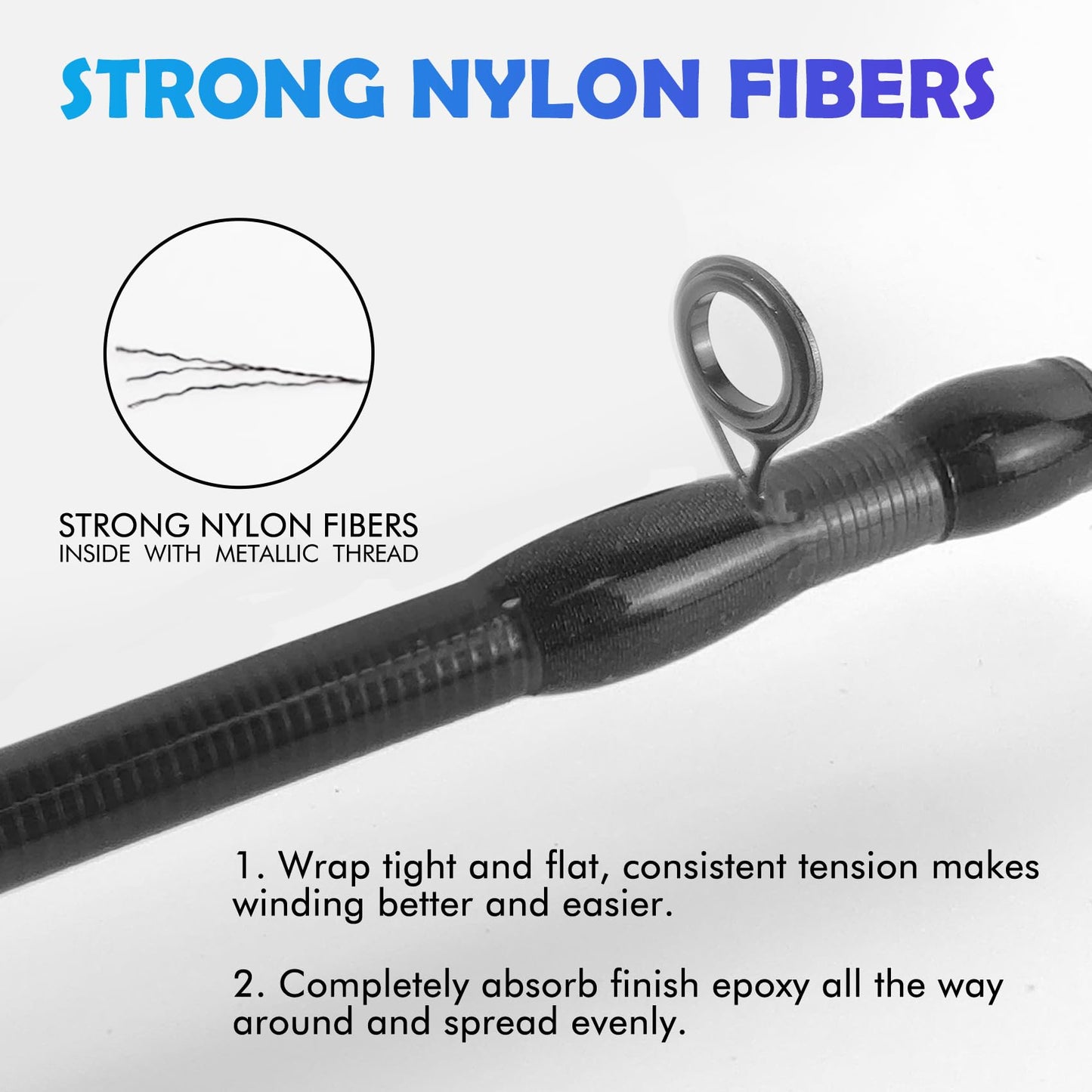 Aventik Fishing Rod Wrapping Thread for Rod Guide Buliding,2PCS 100Yds/Spool 500D Nylon Threads Tip Guide Eyelet Winding Line Broken Fishing Pole Repair Kits(2 Pack Black Nylon Thread)