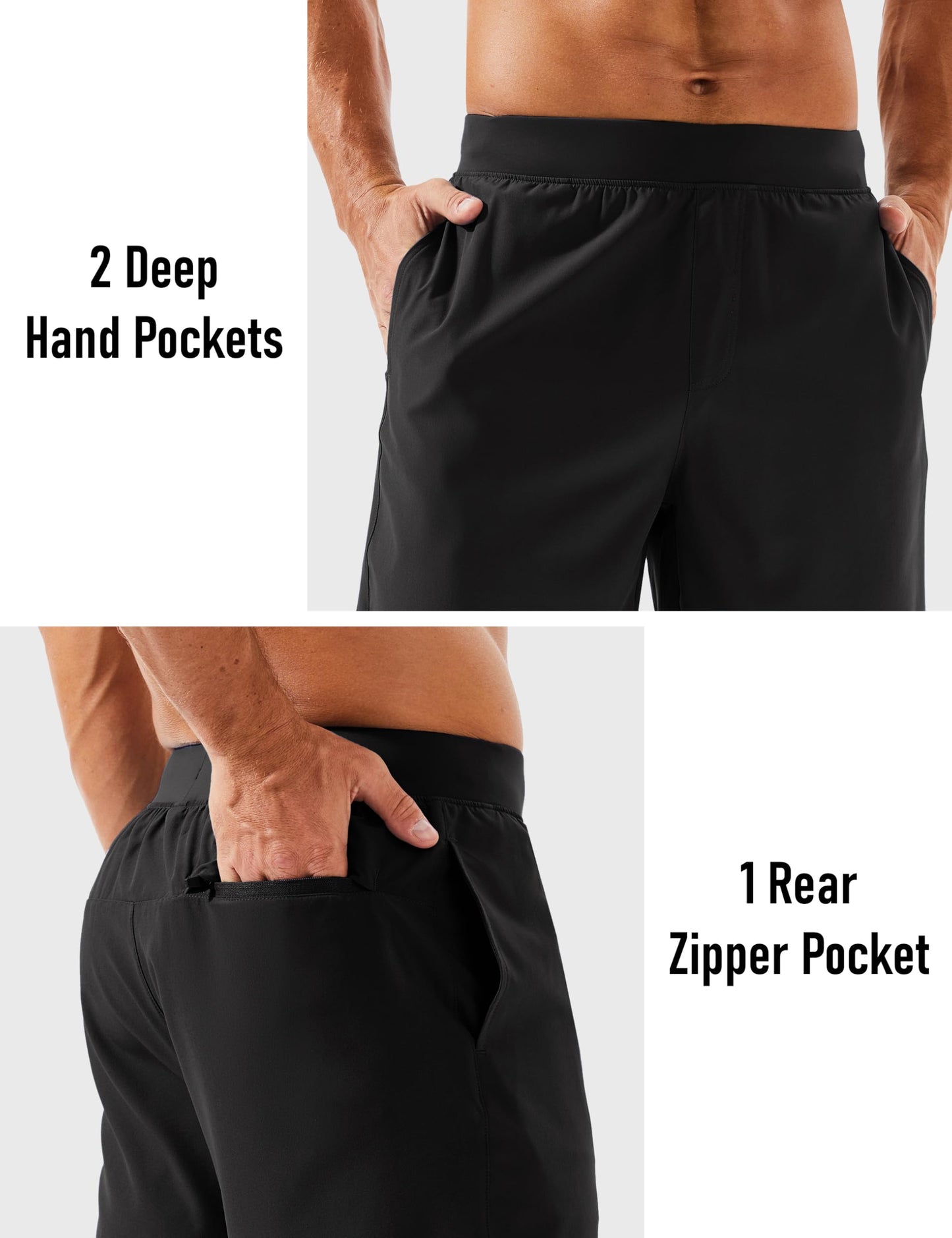 MAGCOMSEN Men's Running Athletic Shorts 8 Inch Inseam Quick Dry Lightweight Workout Gym Sports Hiking Shorts UPF 50+ Black 38