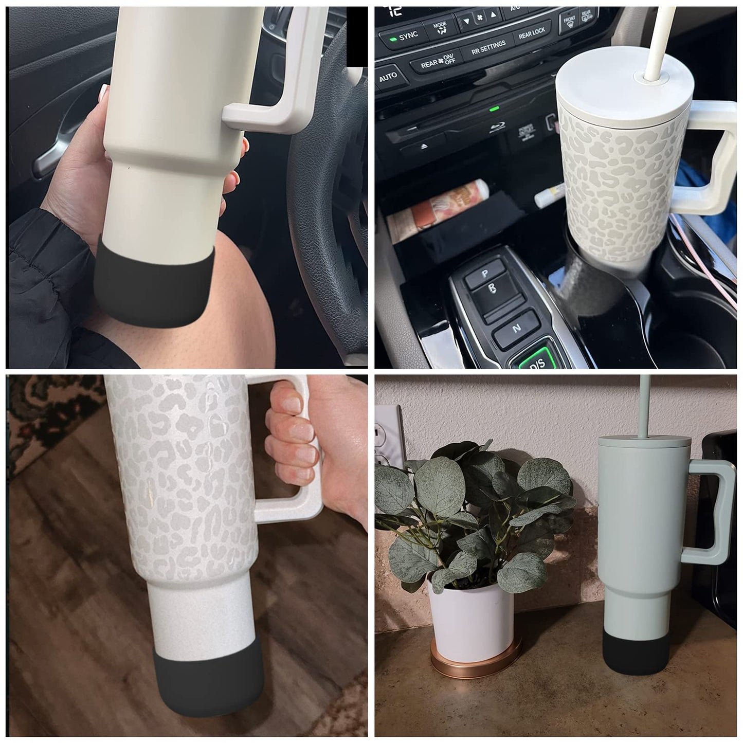 AIERSA 2Pcs Silicone Suitable Boot for Simple Trek 40 oz Tumbler with Handle, Protective Water Bottle Bottom Sleeve Cover, Tumbler Accessories, Black