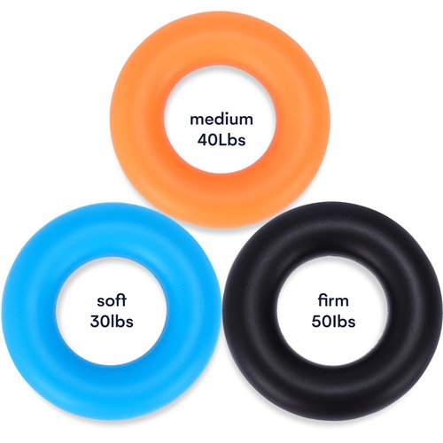 Steady Doggie Strengthener Grip Rings Set of 3 - Silicone Grip Strength Trainer for Sports & Rehabilitation - Durable 30, 40 and 50 Lb - Multicolor - Ideal for Men, Women, Teens, and Seniors