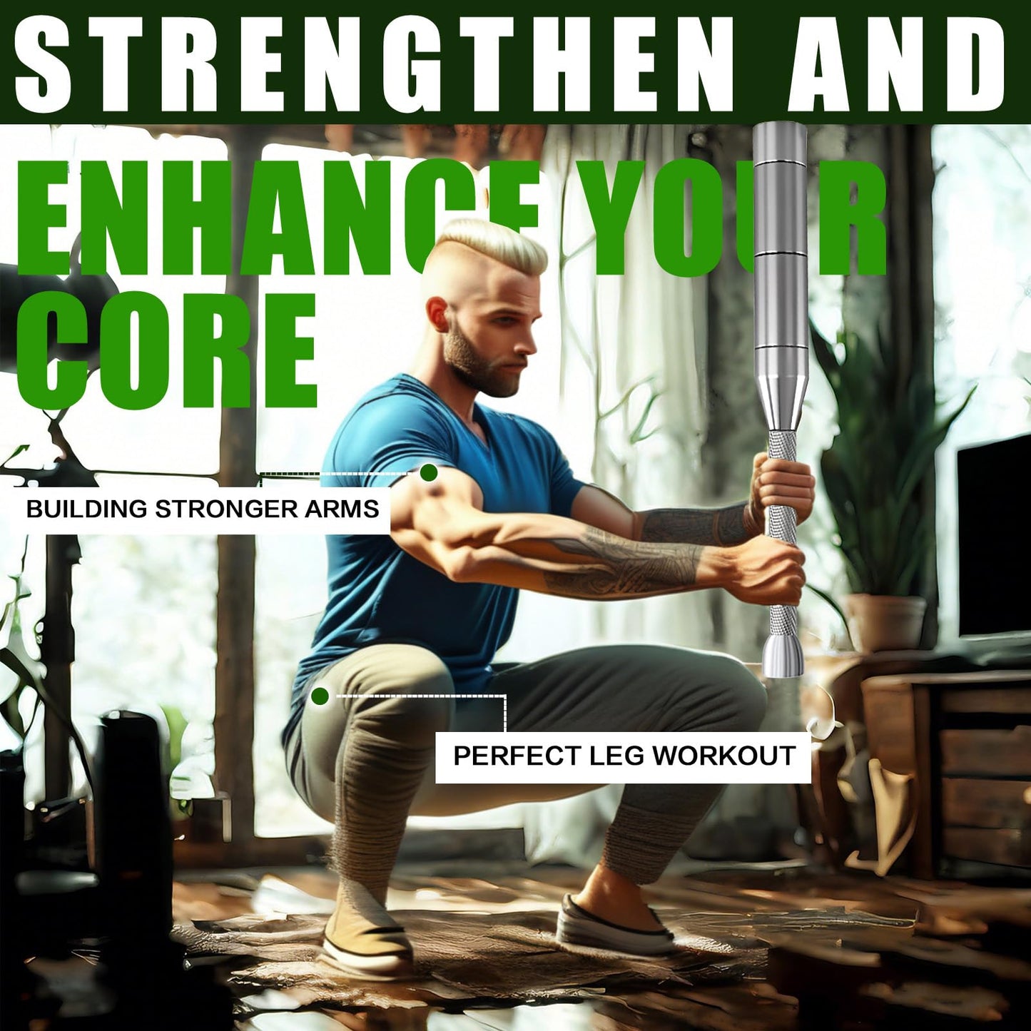 Adjustable Macebell Clubbell, 6-in-1 Premium Steel Indian Club, Strength Training Equipment for Full Body, Muscles, Shoulder, Grips & Forearms Workouts(6.5/9/11/13/15/17.5LBs)