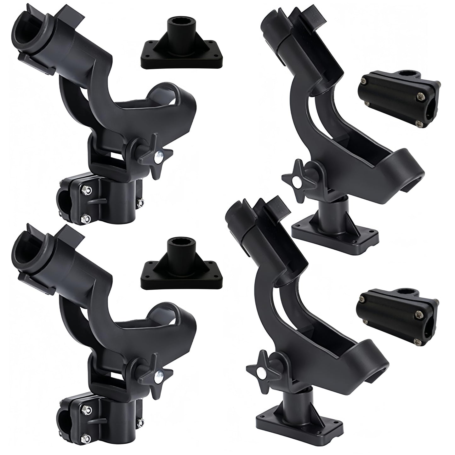 HiUmi Adjustable Rotatable Plastic Fishing Rod 3 Mount Rack Holder Bracket Boat Canoeing Rowing Mount Kit Kayak Side Rod Holder (RH50-4Pack)