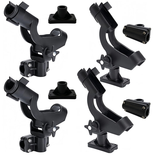 HiUmi Adjustable Rotatable Plastic Fishing Rod 3 Mount Rack Holder Bracket Boat Canoeing Rowing Mount Kit Kayak Side Rod Holder (RH50-4Pack)