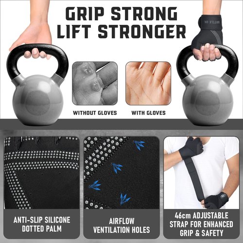 Stealth Sports Weight Lifting Gloves with Wrist Wrap Support Padded Palm Protection Exercise Gym Workout Gloves Men & Women Training Fitness Weightlifting Bodybuilding,E9(Black,S)