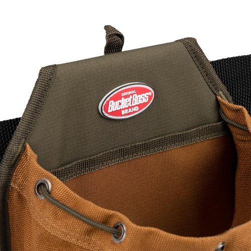 Bucket Boss Parachute Pouch with Speed Square Pocket and Flap Fit in Brown, 54135
