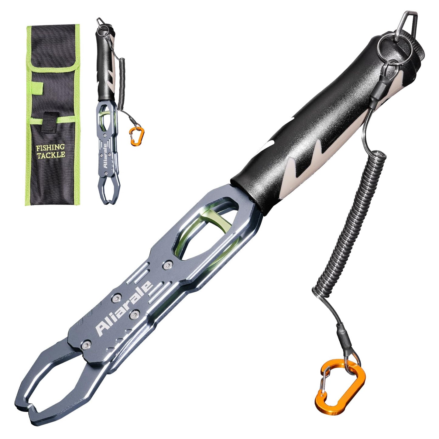 Fish Lip Gripper Fish Scales Professional Fish Holder Aluminium Alloy Material Grabber 40 Pound Fish Lip Grip Tool with Weight Scale and 360 Degree Rotation,Fish Grabber Clip Fish Control Tackle