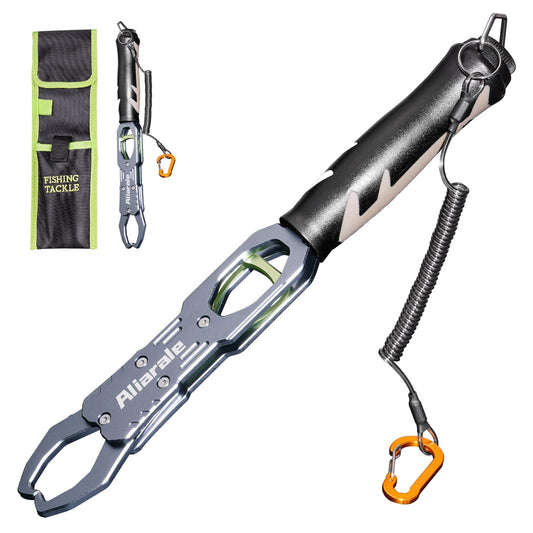 Fish Lip Gripper Fish Scales Professional Fish Holder Aluminium Alloy Material Grabber 40 Pound Fish Lip Grip Tool with Weight Scale and 360 Degree Rotation,Fish Grabber Clip Fish Control Tackle