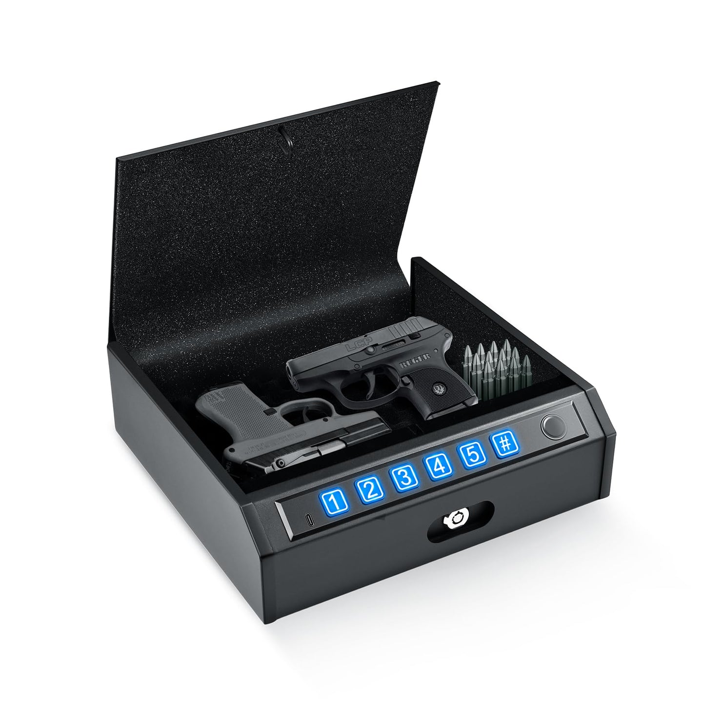 ADIMO Biometric Gun Safe for Handguns, Quick Access Fingerprint Pistol Safe with Backlit Keypad & Keys, Silent Mode, Fits 1 Full-Size or 2 Compact Pistols, for Nightstand, Car or Drawer Use