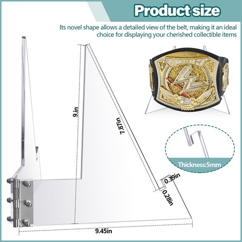 RattanView Acrylic Championship Belt Display Stand Wrestling Belt Buckles Holder for Sport Football Boxing Wrestling Corporate Award Badges