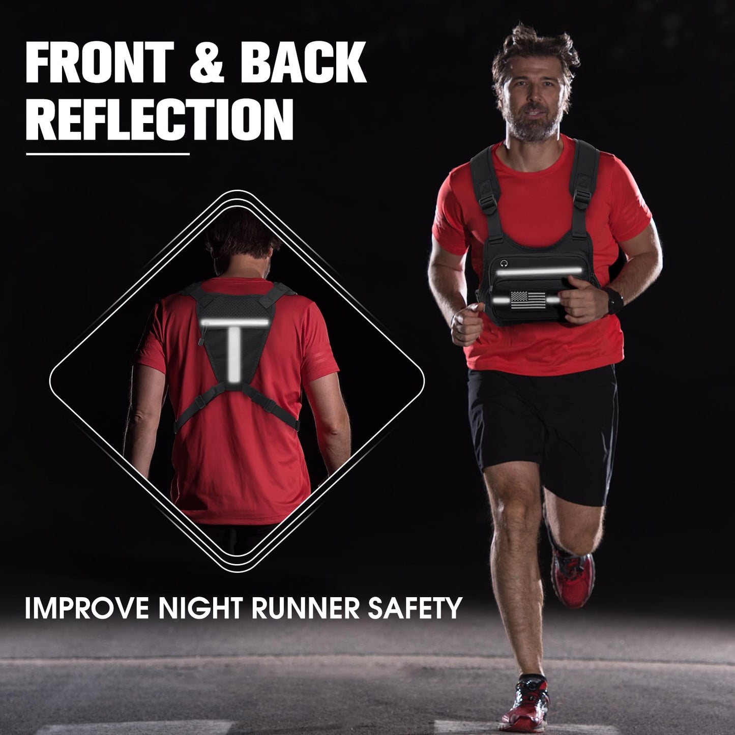 G4Free Tactical Chest Bag for Men, Quick Access Chest Rig Vest, EDC Chest Pack for Running, Hiking, Cycling (Black)