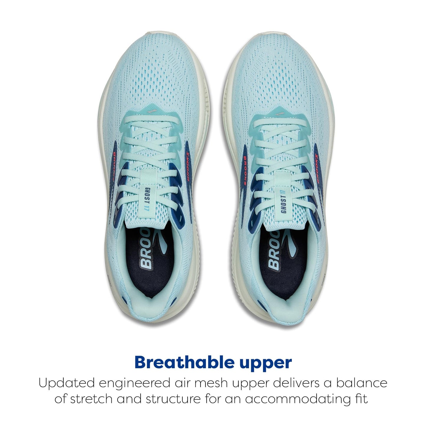 Brooks Women’s Ghost 17 Neutral Running Shoe - Clearwater/Navy Peony - 8 Medium