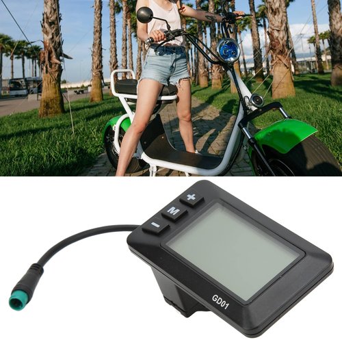 Electric Bike LCD Display Meter, 36V 48V E Bike Display Meter Control Panel Automatic Backlight Screen with 5 Pin Waterproof Plug for 22.2mm Road Bike MTB Handlebar
