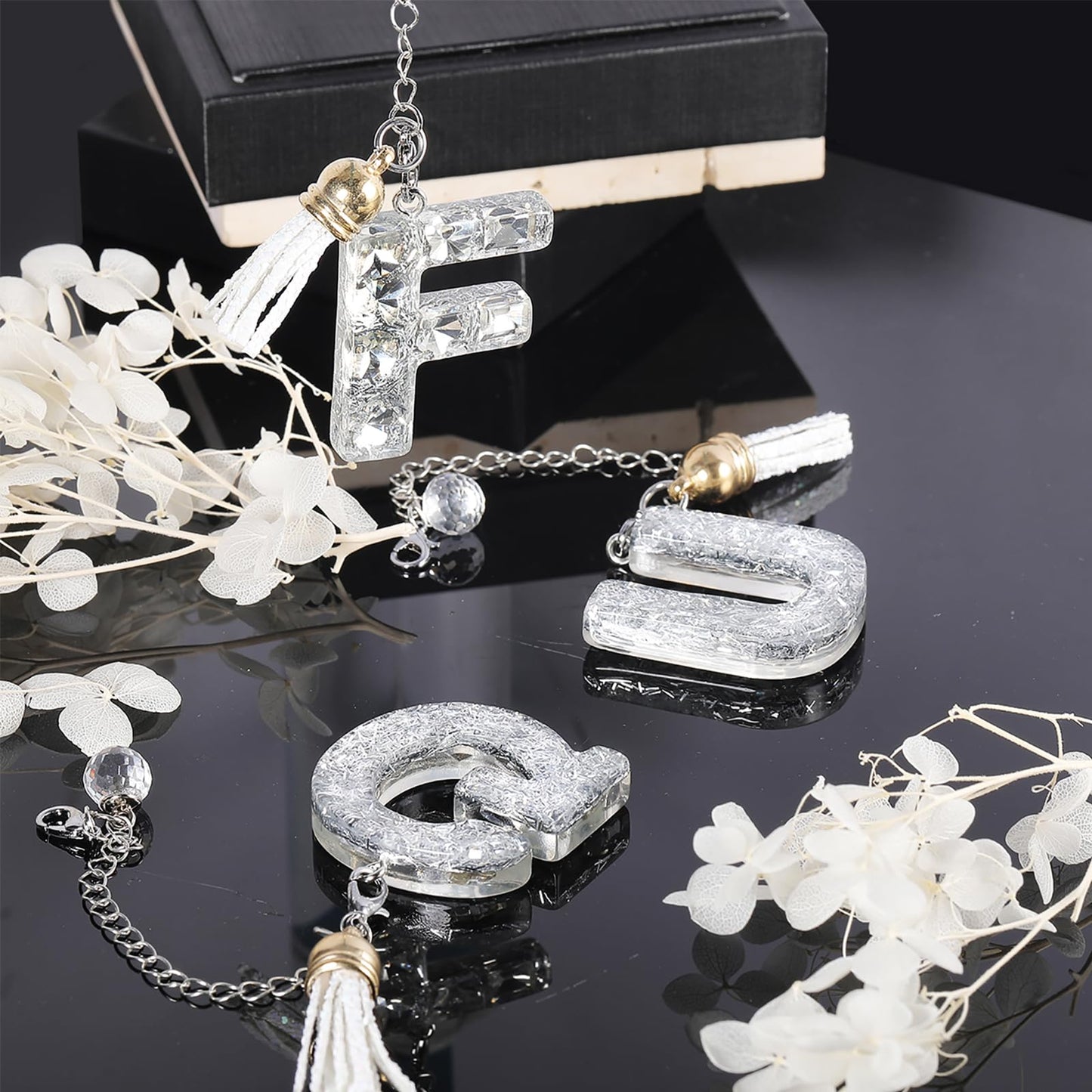 6 PCS Stanley Cup Accessories Set Design for Stanley Cup 30 oz 40 oz, Diamond Straw Cover Topper Cap, Silicone Boot, Spill Proof Stopper, Handle Charm and Initials Sticker Included for Stanley Tumbler