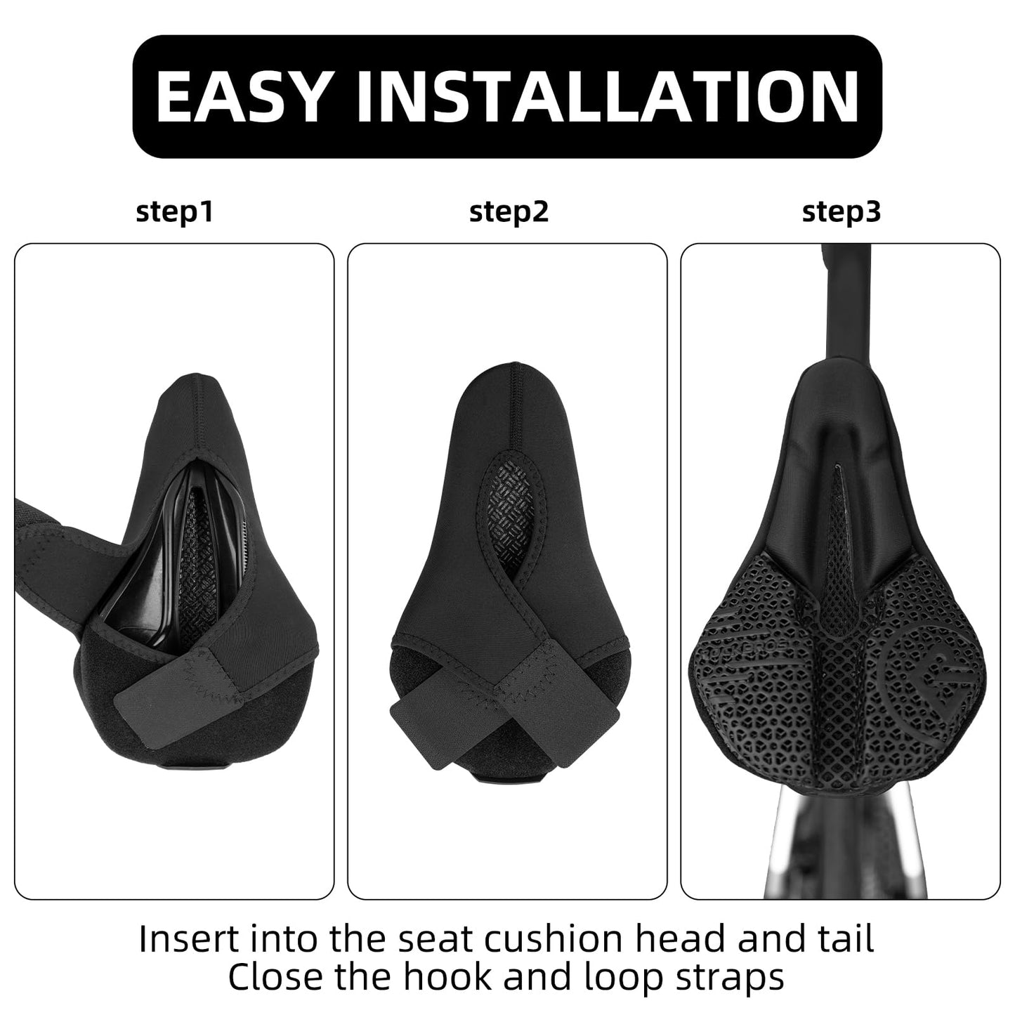 ROCKBROS Bike Seat Cover Cushion Bicycle Seat Cover for Men Women Padded Bike Seat Cover 3D Printing Road Bike Saddle Comfortable and Breathable Water Proof