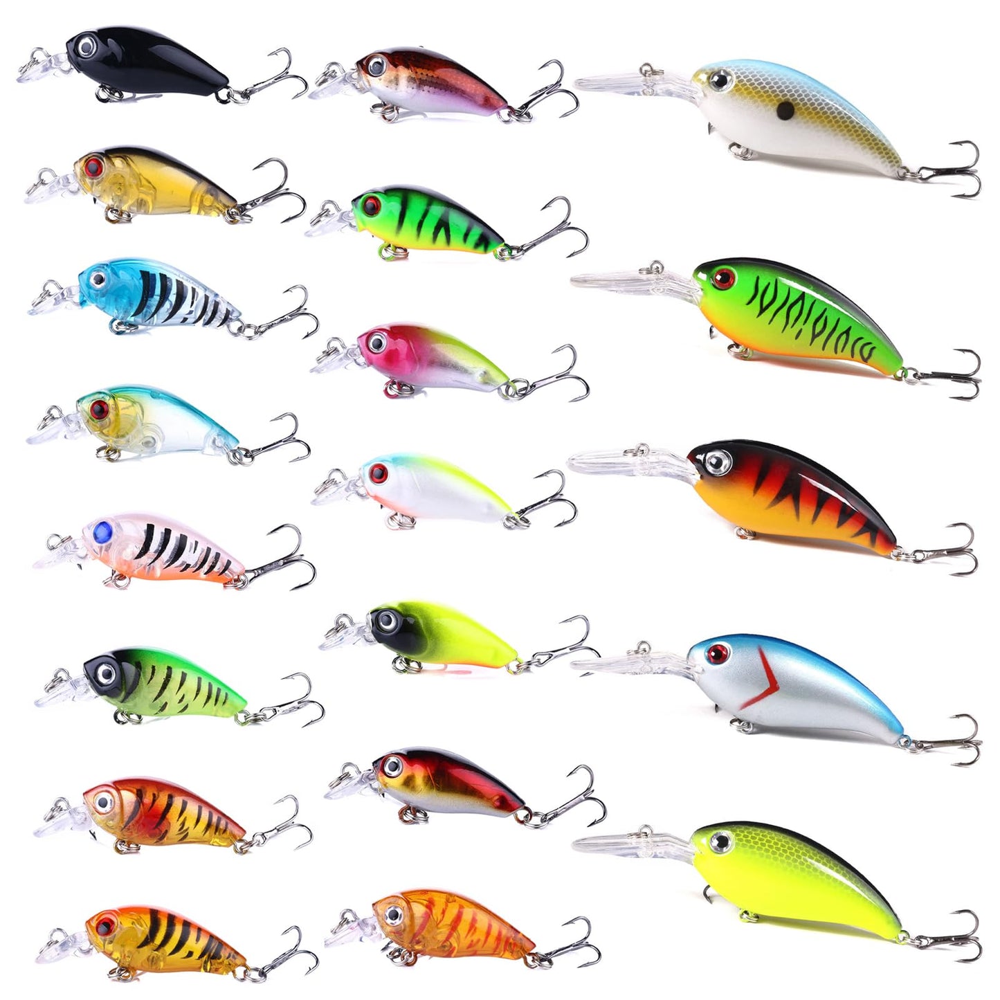 Fishing Lures Kit Mix Includes Minnow Popper Crankbait and Fish Hook for Fishing Saltwater Freshwater Trout Bass Salmon (DSP-20BPCS)