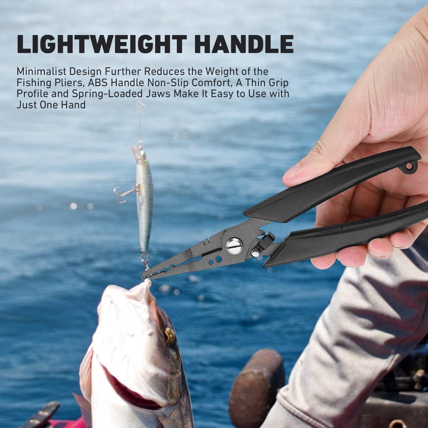 Golden J Teflon Fishing Pliers, Multi-Function Hook Remover-Split Ring Pliers, PE/Braided Line Cutter, Saltwater Resistant Fishing Gear, For Deep-Sea, Ice & Surf Fishing - Ideal for Anglers