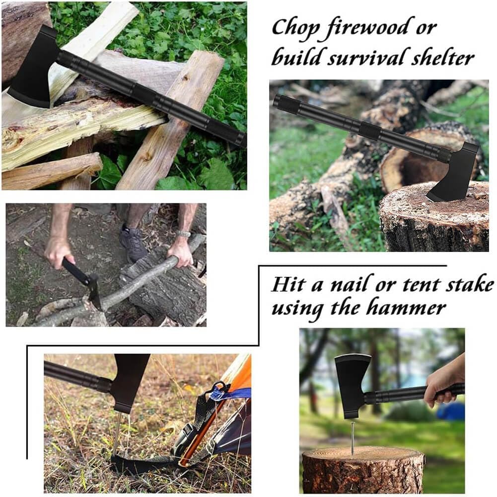 iunio Camping Shovel,Shovel Folding, Portable, Multitool, Foldable Entrenching Tool, Collapsible Spade, for Backpacking, Trenching, Hiking, Survival, Car Emergency