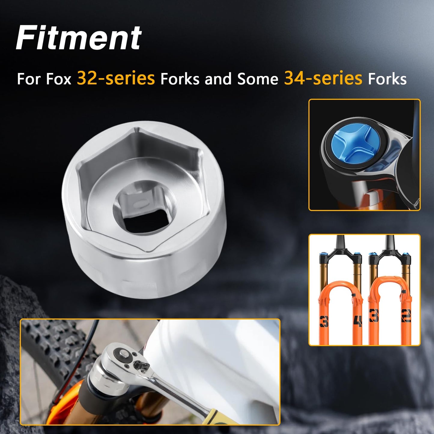 EVRBUL 26mm Bike Fork Topcap Socket Tool 3/8" Ratchet Drive Compatible with Fox 32 Series and Some 34 Series Mountain Bike Fork Topcap Nuts