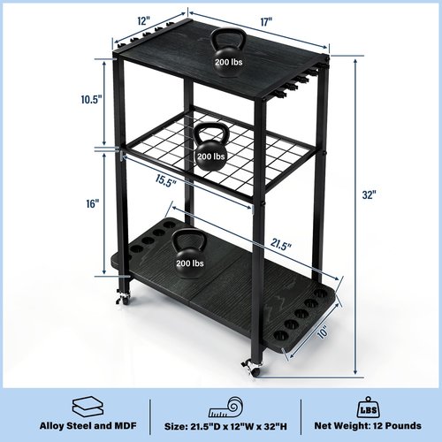 TC-HOMENY Fishing Rod Holder for Garage, Fishing Pole Rack Cart 10 Rod Fit All Fishing Rods, 3 Tier Fishing Tackle Storage Organizer Rack with Storage Bag, Fit For Living Room, Black