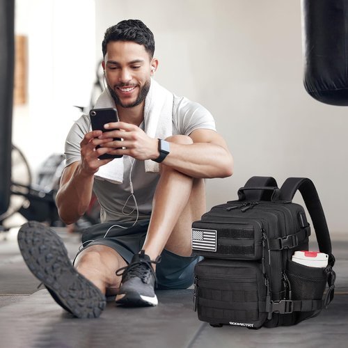 Boomistry 15L Mini Tactical Backpack Small Tactical Backpack for Men and Women, Military Backpack for Gym, Hiking, Daily (Black-15L)