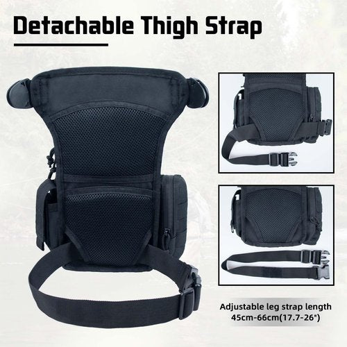 ROGJUK Tactical Drop Leg Bag For Men, Black Crossbody bag Backpack Thigh Pouch Military Hunting Outdoor Sling Bags Motorcycle Tool Work Waist Leg Pouch Bags Women Fanny Pack