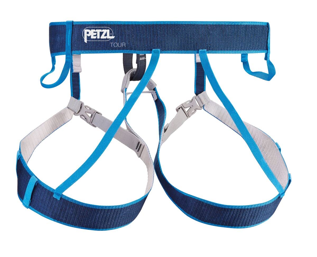 PETZL TOUR Harness - Lightweight Harness for Glacier Travel and Ski Touring - Blue - S/M