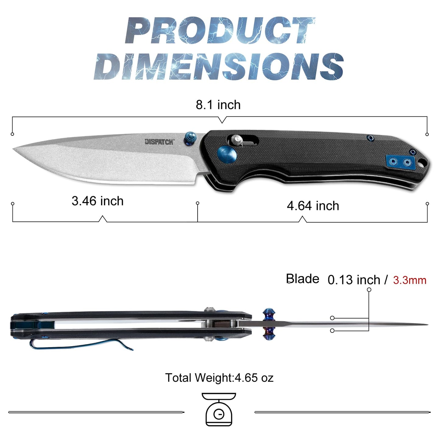 Axis Lock Folding Pocket Knife with Clip, 3.46" D2 Steel Drop Point Blade and G10 Handle, Crossbar Lock Knives for Men Women Camping Hiking Survival Pocketknife
